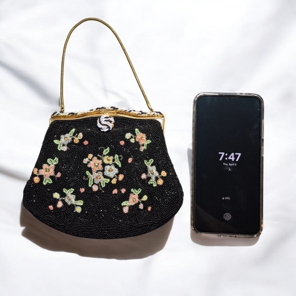 1940s beaded floral purse, Birks, made in France - Picture 12 of 12